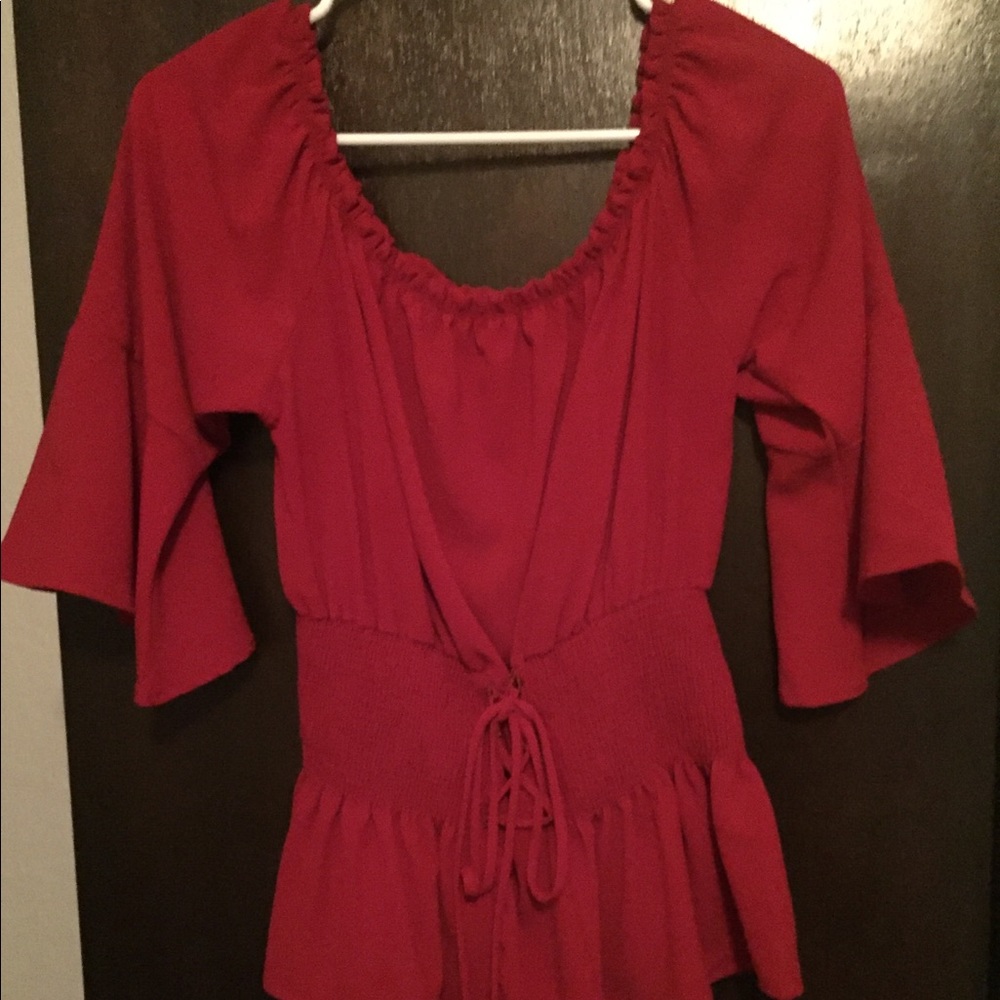 Off shoulder red blouse